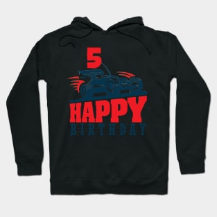 Kids th fifth  five years old happy birthday race car Hoodie